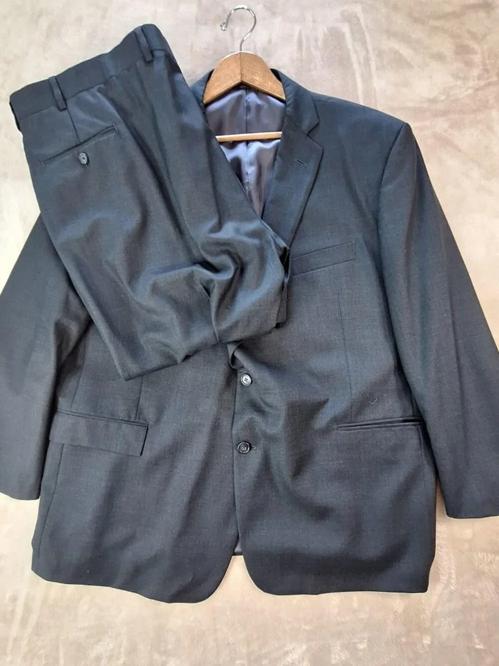 Southwick Suit Mens 52R 46W Gray Wool Double Vent 2 Button 2 Piece Formal USA